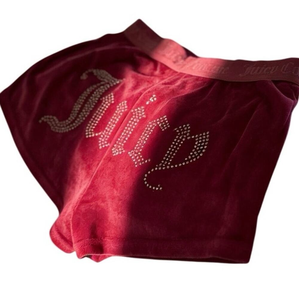 Juicy Couture Women's Velour Sleep Shorts Pink Rhinestone Logo S Small bling - Picture 4 of 4